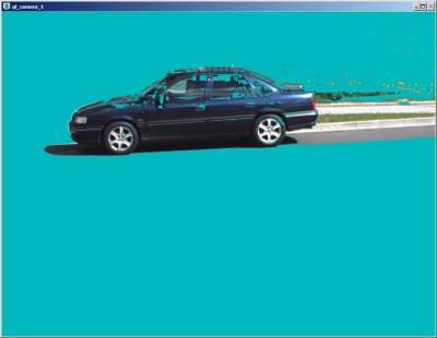 Detekn filtr pi dynamickm pozad obrazu. Za jedoucm automobilem lze vidt regeneraci dynamickho pozad.