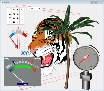 Kombinace zkladnch 2D pstroj, 3D pstroj a SVG grafiky vjedn scn