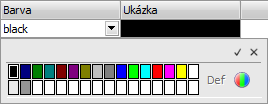 Editor barev atributu datovho elementu barvy