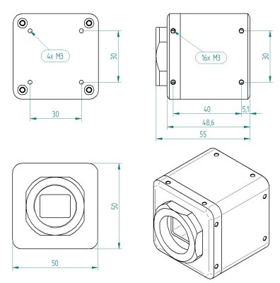 Dimensions of the DataCam CMOS camera