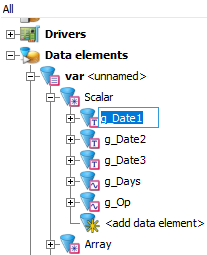 Editing of a data element in the tree