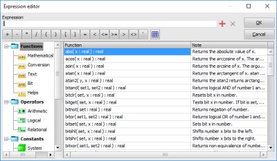 Expression editor window