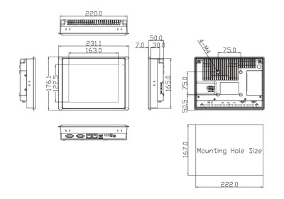 DataLab PC/LCD  rozmrov vkres (ktovn v milimetrech)