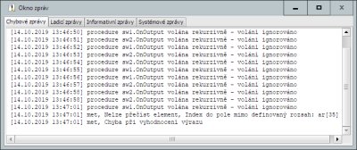 Chybov zprvy se shromauj v samostatnm okn.