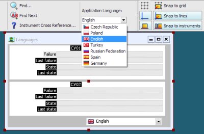 Selection of current language in graphical development environment