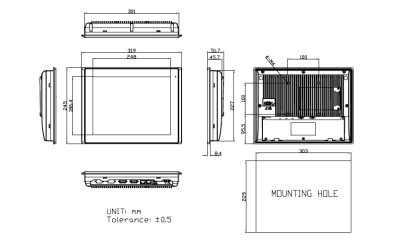 DataLab PC/LCD  rozmrov vkres (ktovn v milimetrech)