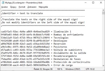 Textový soubor s exportovanými texty