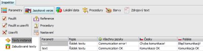 Zloka Jazykov verze v Inspektoru pstroj