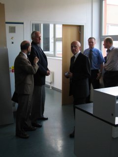 University representatives over viewing the laboratory