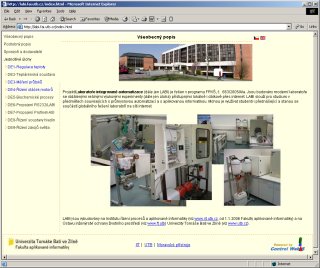 Úvodní stránka webového rozhraní laboratoře